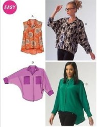 6840 EZ SHAPED BUTTON BLOUSE SLVS OR NOT PATTERN XS-MD 4-14